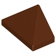 Brick Sloped 45° 2 × 1 Triple with Ovoid Bottom Pin Reddish Brown
