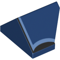 Brick Sloped 45° 2 × 1 Double / Inverted with Bottom Stud Holder with Black, Medium Blue Lines print Dark Blue