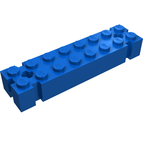 Brick Special 2 × 8 with Axle Hole and Grooves at each End Blue