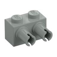 Stein speziell 1 × 2 mit 2 Pins, rund Pinlöcher Hellgrau