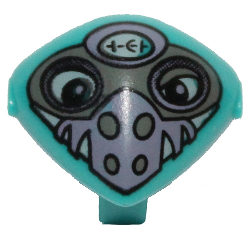 Minifig Head Special with Clip and Purple Nose Face Mask Print (Martian) Dark Turquoise