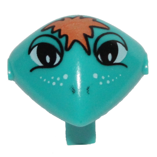 Minifig Head Special with Clip and Orange Hair and Freckles Print (Martian) Dunkeltürkis