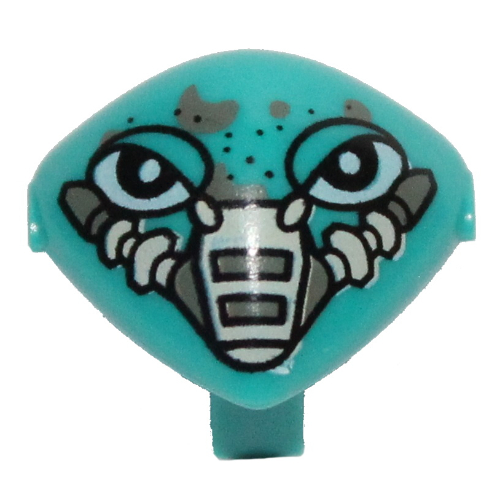 Minifig Head Special with Clip and Mouth Cover Device and Freckles Print (Martian) Dunkeltürkis