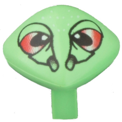 Minifig Head Special with Clip and Red Eyes Print (Martian) Medium Green