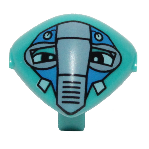 Minifig Head Special with Clip and Blue Face Mask Print (Martian) Dunkeltürkis
