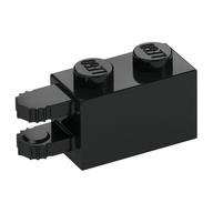 Hinge Brick 1 × 2 Locking with 2 Fingers Horizontal End, 9 Teeth Schwarz