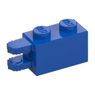 Hinge Brick 1 × 2 Locking with 2 Fingers Horizontal End, 9 Teeth Blau