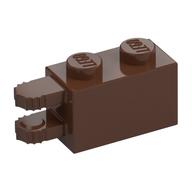 Hinge Brick 1 × 2 Locking with 2 Fingers Horizontal End, 9 Teeth Brown