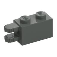 Hinge Brick 1 × 2 Locking with 2 Fingers Horizontal End, 9 Teeth Dark Gray
