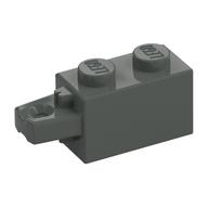 Hinge Brick 1 × 2 Locking with 1 Finger Horizontal End Dark Gray