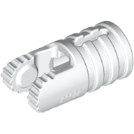 Hinge Cylinder 1 × 2 Locking with 2 Click Fingers and Axle Hole, 9 Teeth White