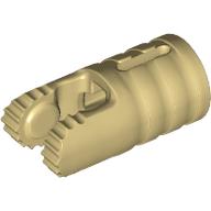Hinge Cylinder 1 × 2 Locking with 2 Click Fingers and Axle Hole, 9 Teeth Tan