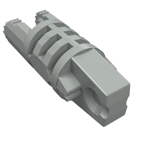 Hinge Cylinder 1 × 3 Locking with 1 Finger and 2 Fingers On Ends, without Hole, 9 Teeth Hellgrau