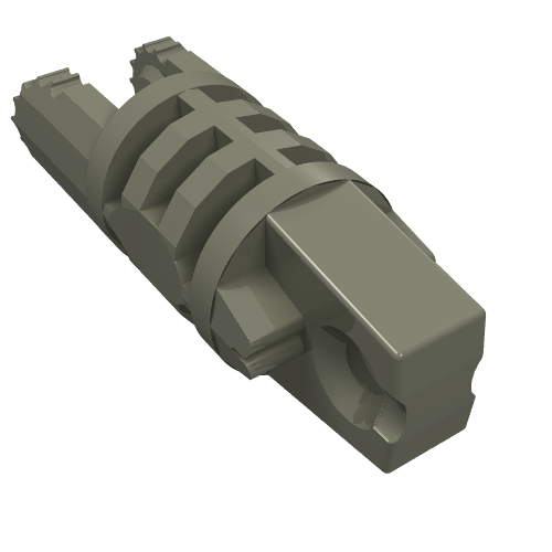 Hinge Cylinder 1 × 3 Locking with 1 Finger and 2 Fingers On Ends, without Hole, 9 Teeth Dark Gray