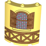 Panel 4 × 4 × 6 Quarter Cylinder with Stain Glass Window, Wood Panels/Beams Bright Light Yellow