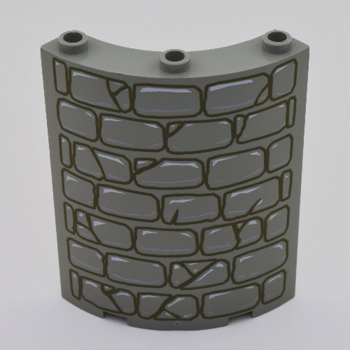 Panel 4 × 4 × 6 Quarter Cylinder with Stone Wall Print Hellgrau