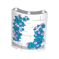 Panel 4 × 4 × 6 Quarter Cylinder with Dark Turquoise/Purple/Lavender Vines, Flowers print White