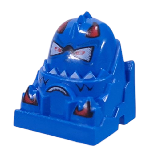 Racer Driver Head, Brick Special 2 × 2 Round, Brown Horns, Triangle Eyes, White Teeth print (Shredd) Blue