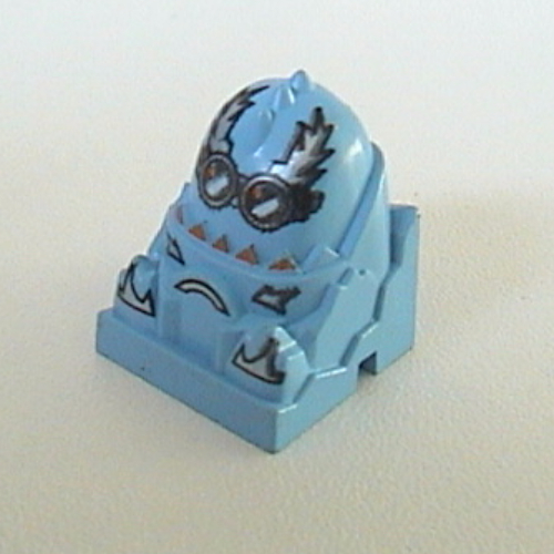 Racer Driver Head, Brick Special 2 × 2 Round, Goggles, Silver Flames, Dark Tan Teeth print (Freeze) Medium Blue