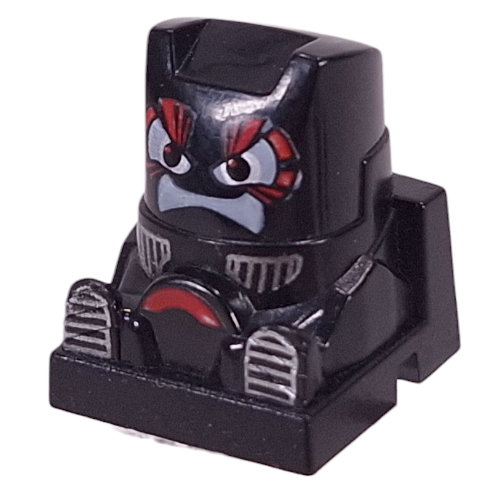 Racer Driver Head, Brick Special 2 × 2 Square, White Eyes, White Mouth, Red Steering Wheel (Warrior) Schwarz