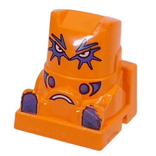 Racer Driver Head, Brick Special 2 × 2 Square, Purple Eyes, Feet, White Steering Wheel (Spicky) Orange