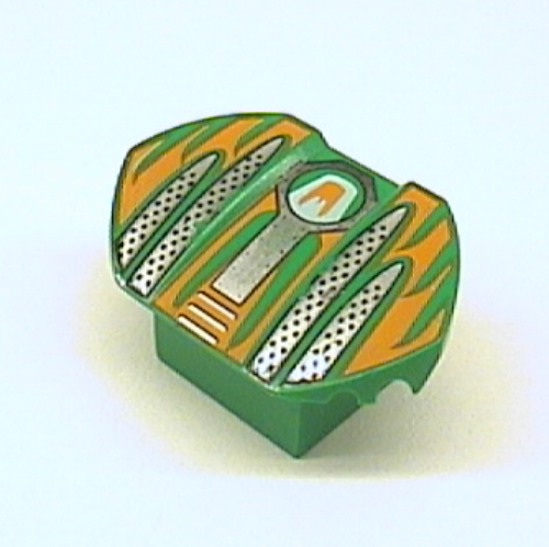 Brick Curved 2 × 2 × 1 with Wings and Scratch Print Green