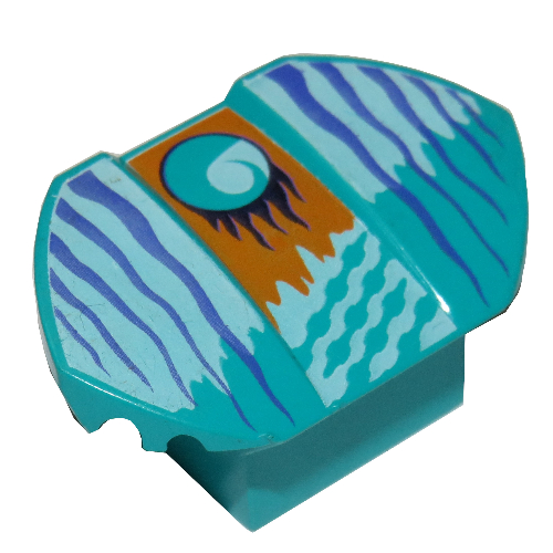 Brick Curved 2 × 2 × 1 with Wings and Loopin Print Dark Turquoise