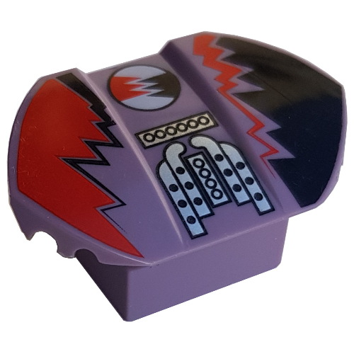 Brick Curved 2 × 2 × 1 with Wings and Gear Print Sand Purple