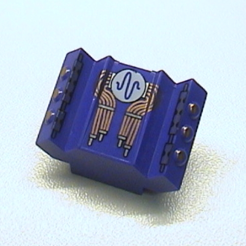 Brick Sloped 2 × 2 No Studs with Angled Side Block Extensions and Pulse Print Violet