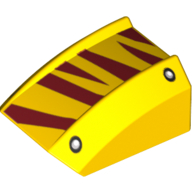 Bogenstein 2 × 2 mit Lippe, ohne Noppen mit Nieten und dunkelroten Tigerstreifen (bedruckt)