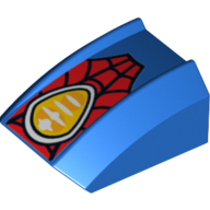 Brick Curved 2 × 2 with Lip, No Studs with Spider-Man Logo Print Blau