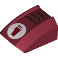 Brick Curved 2 × 2 with Lip, No Studs with TMNT Foot Clan Logo in White Circle Print Dark Red