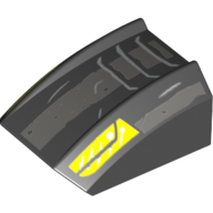 Brick Curved 2 × 2 with Lip, No Studs with Rugged Gray Strip and Yellow Lights Print Black