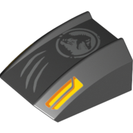 Brick Curved 2 × 2 with Lip, No Studs with Jurassic World Logo and Claw Marks Print Schwarz
