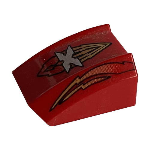 Bogenstein 2 × 2 mit Lippe, ohne Noppen mit Island-Xtreme-Stunts-Logo und Flammen (bedruckt) Rot