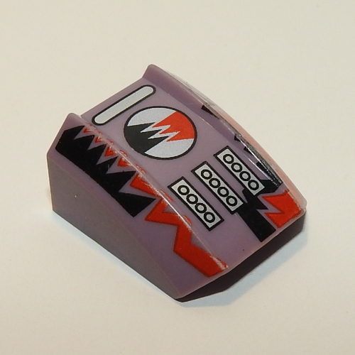 Brick Curved 2 × 2 with Lip, No Studs with Red/Black Lightning Print [4566] Sandlila