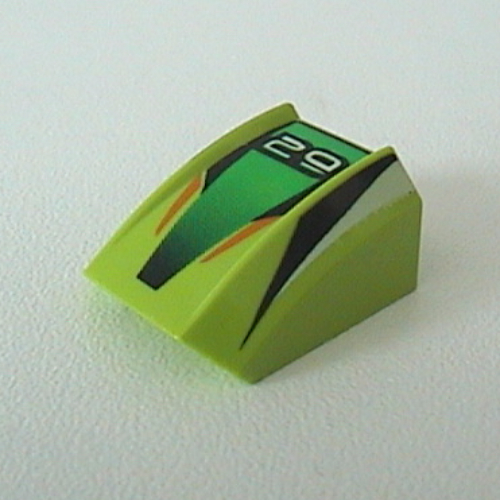 Brick Curved 2 × 2 with Lip, No Studs with '29', Green/Black Stripes Print [4594] Limette