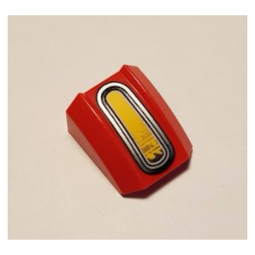 Brick Curved 2 × 2 with Lip, No Studs with Yellow and Dark/Light Gray Headlamp Print [8380] Rot