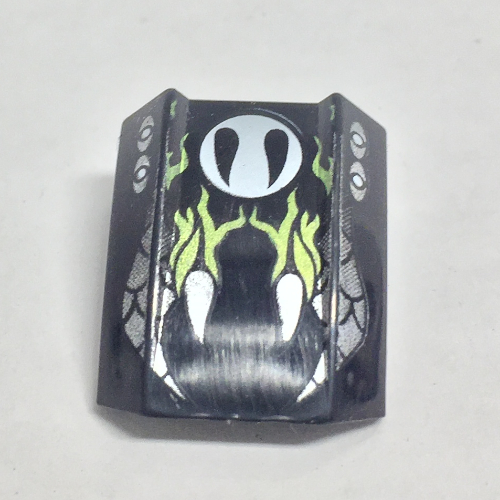 Brick Curved 2 × 2 with Lip, No Studs with Snake Fangs Print (Snake) - Set 4577 Black
