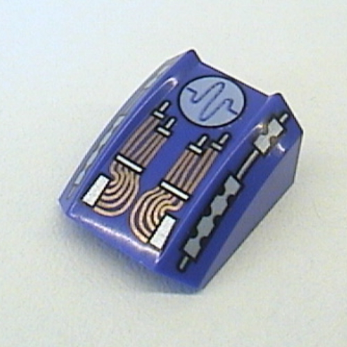 Brick Curved 2 × 2 with Lip, No Studs with Printed Circuitry Print (Pulse) Violet