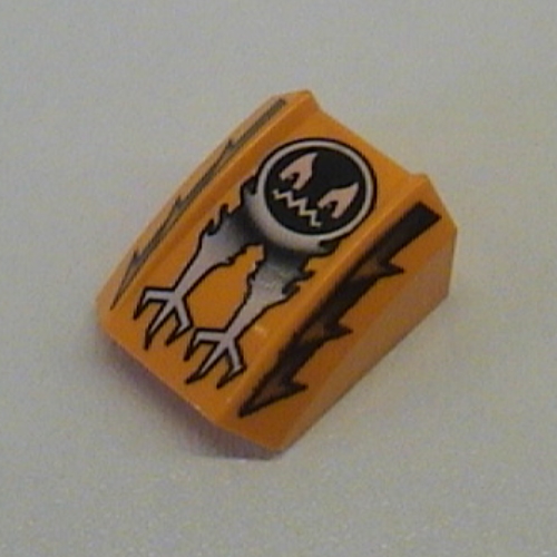 Brick Curved 2 × 2 with Lip, No Studs with Face and Claws Print (Ghost) - Set 4578 Mittelorange