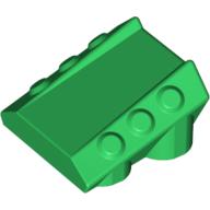 Brick Sloped 2 × 2 No Studs, with 3 Side Pistons Raised Edges Green