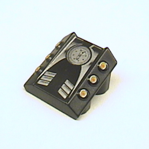 Brick Sloped 2 × 2 No Studs, with 3 Side Pistons Raised Edges and Silver Engine Print Schwarz