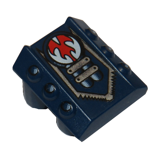 Brick Sloped 2 × 2 No Studs, with 3 Side Pistons Raised Edges and Rip Print Dark Blue
