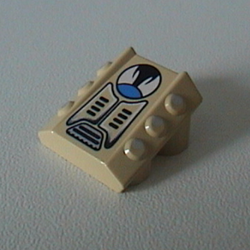 Brick Sloped 2 × 2 No Studs, with 3 Side Pistons Raised Edges and Duster Print Beige