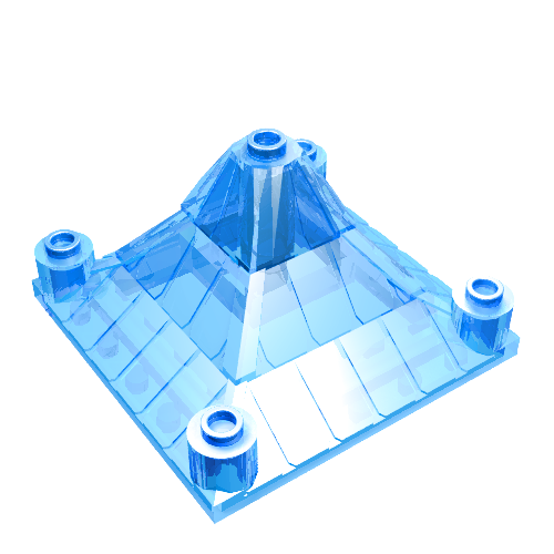 Roof Piece 6 × 6 × 3 Peaked Trans-Medium Blue