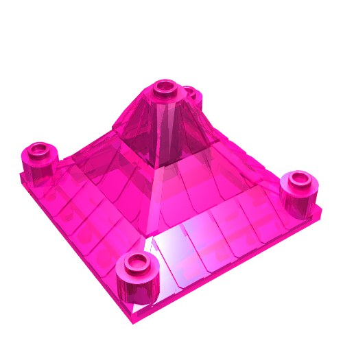 Roof Piece 6 × 6 × 3 Peaked Trans-Dark Pink