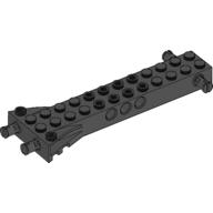 Technic Brick Special 12 × 2 with 2 Side and 2 End Pins, Technic Holes, and 4W Flared End Schwarz