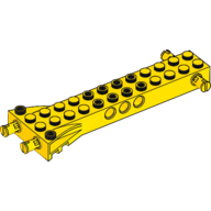 Technic Brick Special 12 × 2 with 2 Side and 2 End Pins, Technic Holes, and 4W Flared End Gelb