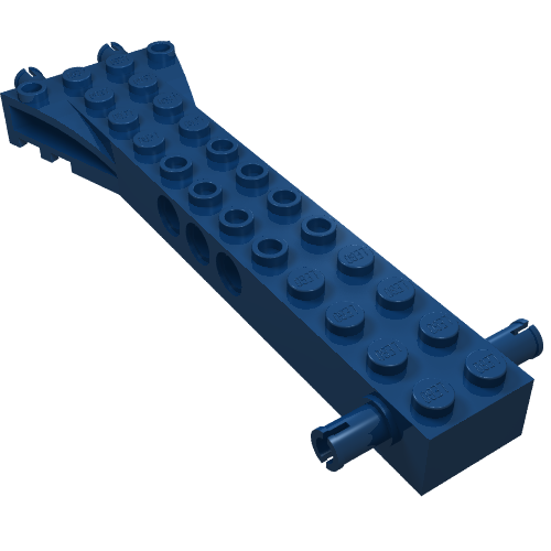 Technic Brick Special 12 × 2 with 2 Side and 2 End Pins, Technic Holes, and 4W Flared End Dunkelblau